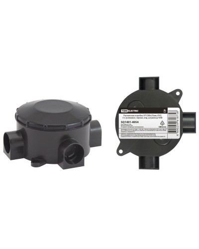 Распаячная коробка ОП D80х35мм, IP42, 3-х рожковая, черная TDM (SQ1401-4054). Распаячная коробка ОП. TDM ЕLECTRIC в Архангельске