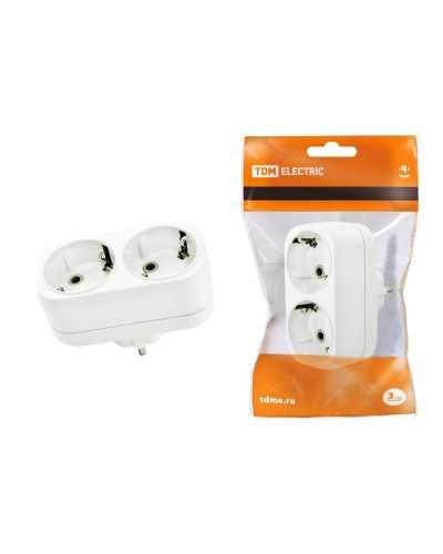 Блок на 2 гнезда 2П+З плоский 16А 250B TDM (SQ1806-0026). Розетка. TDM ЕLECTRIC в Архангельске
