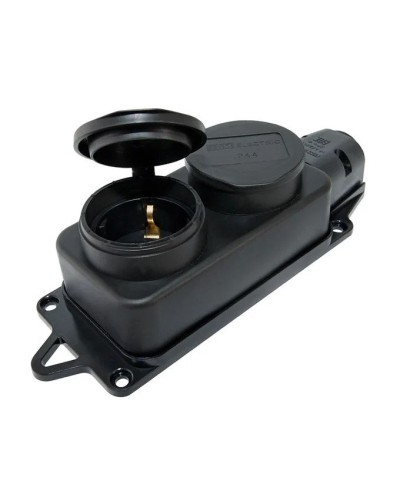 Розетка двухместная 2Р+РЕ 16А 250В IP44 (SQ0612-0037). Розетка двухместная с заглушками каучук. TDM ЕLECTRIC в Архангельске
