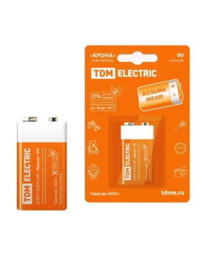 6LR61 Крона 9V BP-1 TDM (SQ1702-0013). Элемент питания. TDM ЕLECTRIC в Архангельске