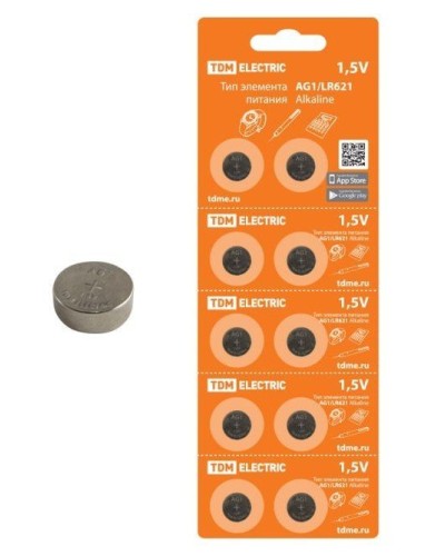 AG1/LR621 Alkaline 1,5V BP-10 TDM (SQ1702-0045). Элемент питания. TDM ЕLECTRIC в Архангельске