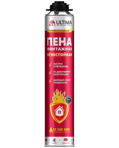 Пена огнестойкая ULTIMA PRO, 750 мл. Пена монтажная профессиональная. ULTIMA в Архангельске