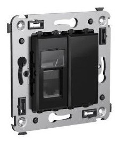 Розетка RJ-45 в стену Avanti одинарная черный квадрат (4402463). Розетка компьютерная. ДКС в Архангельске