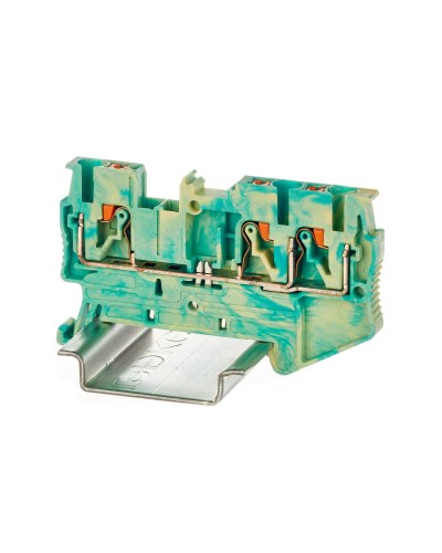 Клемма заземления, 3 точки подключения, 2.5 кв.мм (VPR-2.5-TWIN-PE-YG). Клемма заземления, зажим push-in. ДКС в Архангельске