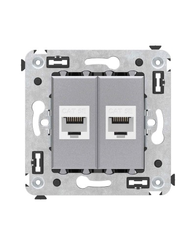 Розетка RJ-45 в стену, кат.5E, Avanti, двойная, закаленная сталь (4404664). Розетка компьютерная. ДКС в Архангельске