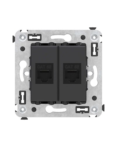Розетка RJ-45 в стену, кат.5E, Avanti, двойная, черный матовый (4412664). Розетка компьютерная. ДКС в Архангельске