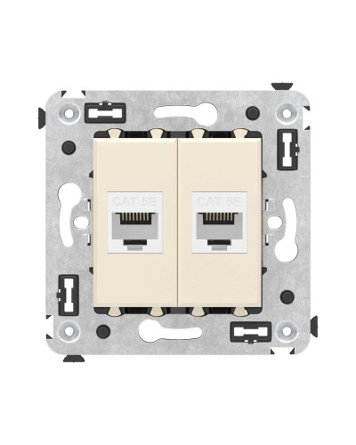 Розетка RJ-45 в стену, кат.5E, Avanti, двойная, ванильная дымка (4405664). Розетка компьютерная. ДКС в Архангельске