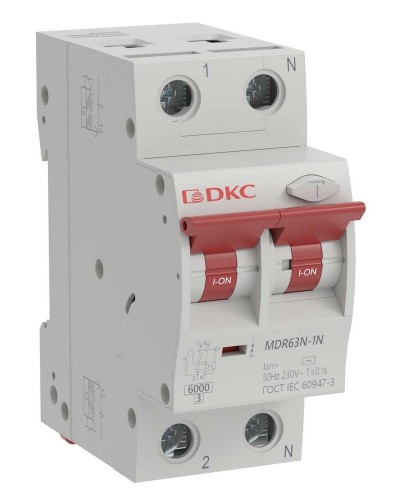 YON max MDR, 1P+N, 30mA, 16A, 6kA, А (MDR63N-1N2C16-A). Автоматический выключатель дифференциального тока. ДКС в Архангельске