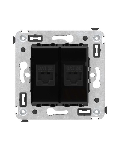 Розетка RJ-45 в стену, кат.5E, Avanti, двойная, черный квадрат (4402664). Розетка компьютерная. ДКС в Архангельске