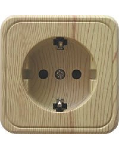 Розетка одинарная открытой установки с з/к, сосна, LK Standard (813225). Розетка с заземляющими контактами и защитными шторками. Экопласт в Архангельске