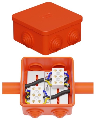 Коробка JBS080 85х85х50, 6 вых., 3P (0,15-4,0 мм²) (43101HF). Коробка монтажная, огнестойкая, без галогена. Экопласт в Архангельске