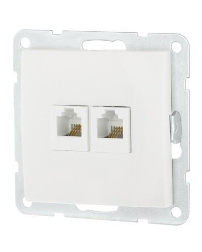 Розетка телефонная двойная 2xRJ-12 с накладкой, белый LK60 (865604-1). Розетка телефонная. Экопласт в Архангельске