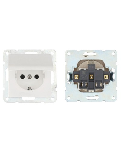 Розетка с з/к, шторками и крышкой, белый LK80 (843404-1). Розетка. Экопласт в Архангельске