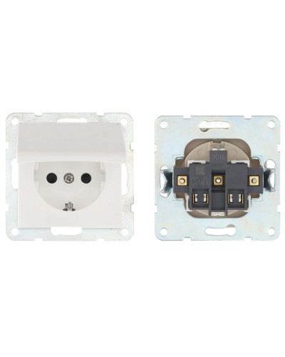 Розетка с з/к, шторками и крышкой, белый LK60 (863404-1). Розетка. Экопласт в Архангельске