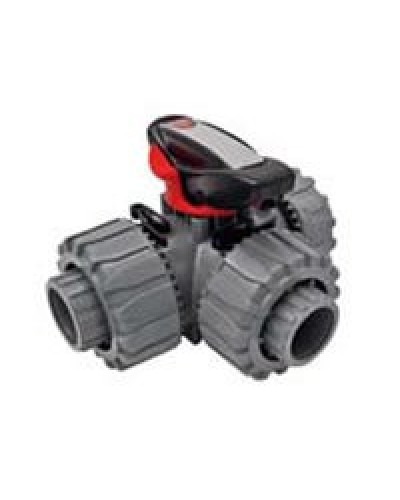 Ecoplast Кран шаровой трехходовой ПВХ D25 (уплотнение TPV, остальное EPDM) с муфтовым окончанием (49448). Кран шаровой, с муфтовым окончанием. Экопласт в Архангельске