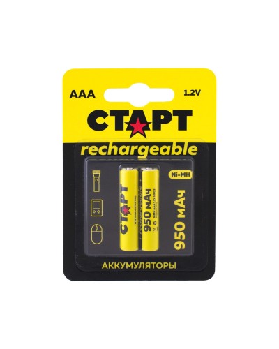 СТАРТ HR03 (AAA, 950mah), упак. 2 шт. БЛИСТЕР. Перезаряжаемые аккумуляторы. СТАРТ в Архангельске