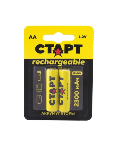 СТАРТ HR6 (AA, 2300 mah), упак. 2 шт. БЛИСТЕР. Перезаряжаемые аккумуляторы. СТАРТ в Архангельске