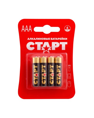 СТАРТ LR03-BL4 (1,5 В, AAA, LR03), упак. 4 шт. БЛИСТЕР. Алкалиновые батарейки. СТАРТ в Архангельске