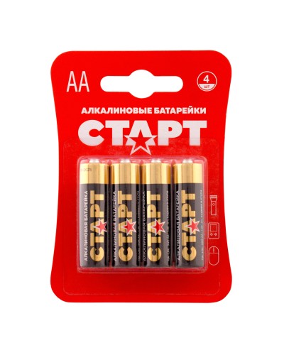 СТАРТ LR6-BL4 (1,5 В, AA, LR6), упак. 4 шт. БЛИСТЕР. Алкалиновые батарейки. СТАРТ в Архангельске