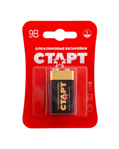 СТАРТ 6LR61-BL1 (9 В, Крона,  6LR61), БЛИСТЕР. Алкалиновая батарейка. СТАРТ в Архангельске